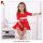 Kid girls red viscose lace backless dress with big ruffles